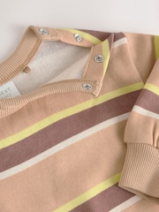 Rust Brown Stripe Baby Sweat Romper (0mths-3yrs) - Image 9 of 10