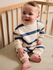 Blue Stripe Baby Sweat Romper (0mths-3yrs) - Image 1 of 8