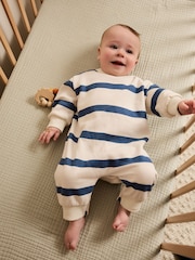 Blue Stripe Baby Sweat Romper (0mths-3yrs) - Image 2 of 8