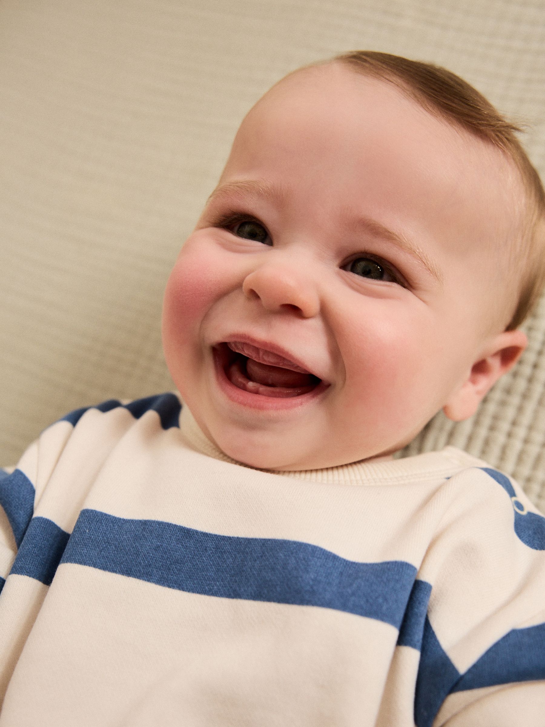 Buy Blue Stripe Baby Sweat Romper (0mths-3yrs) from the Next UK online shop