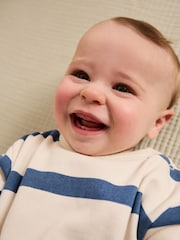 Blue Stripe Baby Sweat Romper (0mths-3yrs) - Image 4 of 8