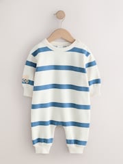Blue Stripe Baby Sweat Romper (0mths-3yrs) - Image 5 of 8