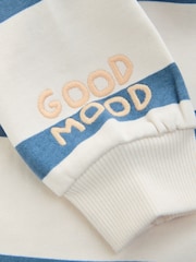 Blue Stripe Baby Sweat Romper (0mths-3yrs) - Image 8 of 8