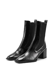 Novo Black DNA Square Toe Block Heel Chelsea Ankle Boots - Image 2 of 4