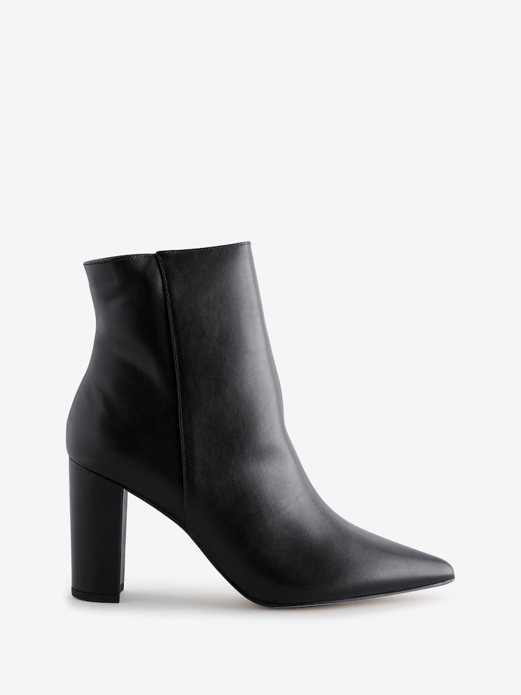 Novo Black Wide Fit Kaesha Block Heel Point Toe Ankle Boots - Image 1 of 5 Novo Black Wide Fit Kaesha Block Heel Point Toe Ankle Boots - Image 1 of 5