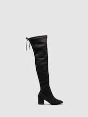 Novo Black Ornella Over The Knee Mid Block Heel Boots - Image 1 of 2