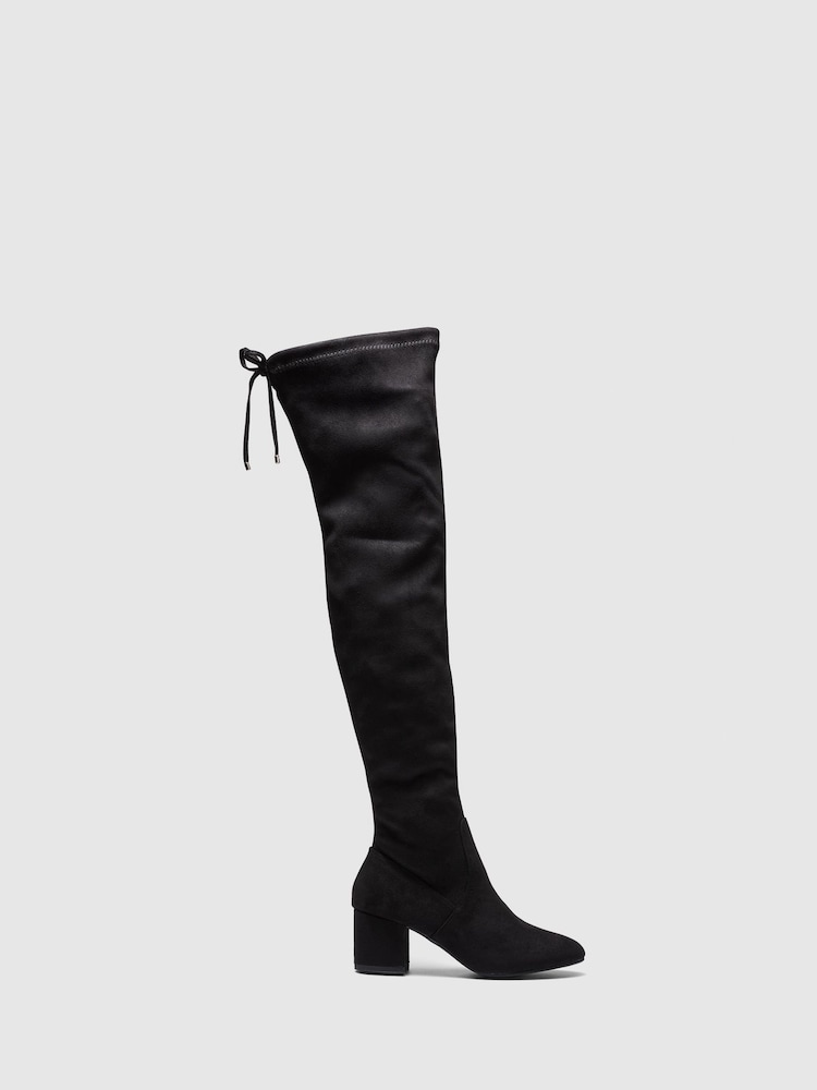 Novo Black Ornella Over The Knee Mid Block Heel Boots - Image 1 of 2