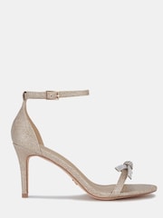 Novo Gold Pillowtalk Diamante Bow Detail Two Part Mid Heel Sandals - Image 4 of 4