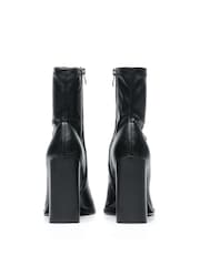 Novo Black Zapcle Metal Toe Detail High Block Heel Sock Boots - Image 4 of 4