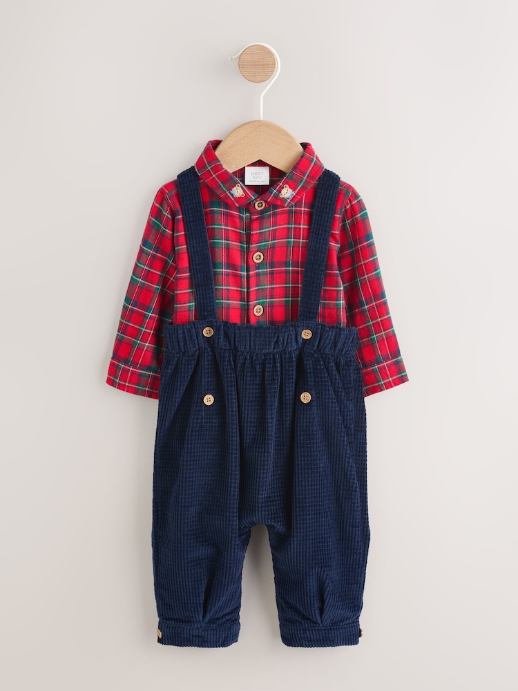 Red Check Baby Shirts Trousers and Braces 3 Piece Set (0mths-2yrs) - Image 1 of 10