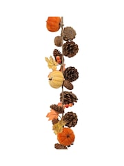 Decoris Orange 150cm Velvet Pumpkin and Pinecone Autumn Garland - Image 2 of 2