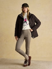Joules Aspen Brown Showerproof Padded Coat with Faux Fur Hood - Image 3 of 12