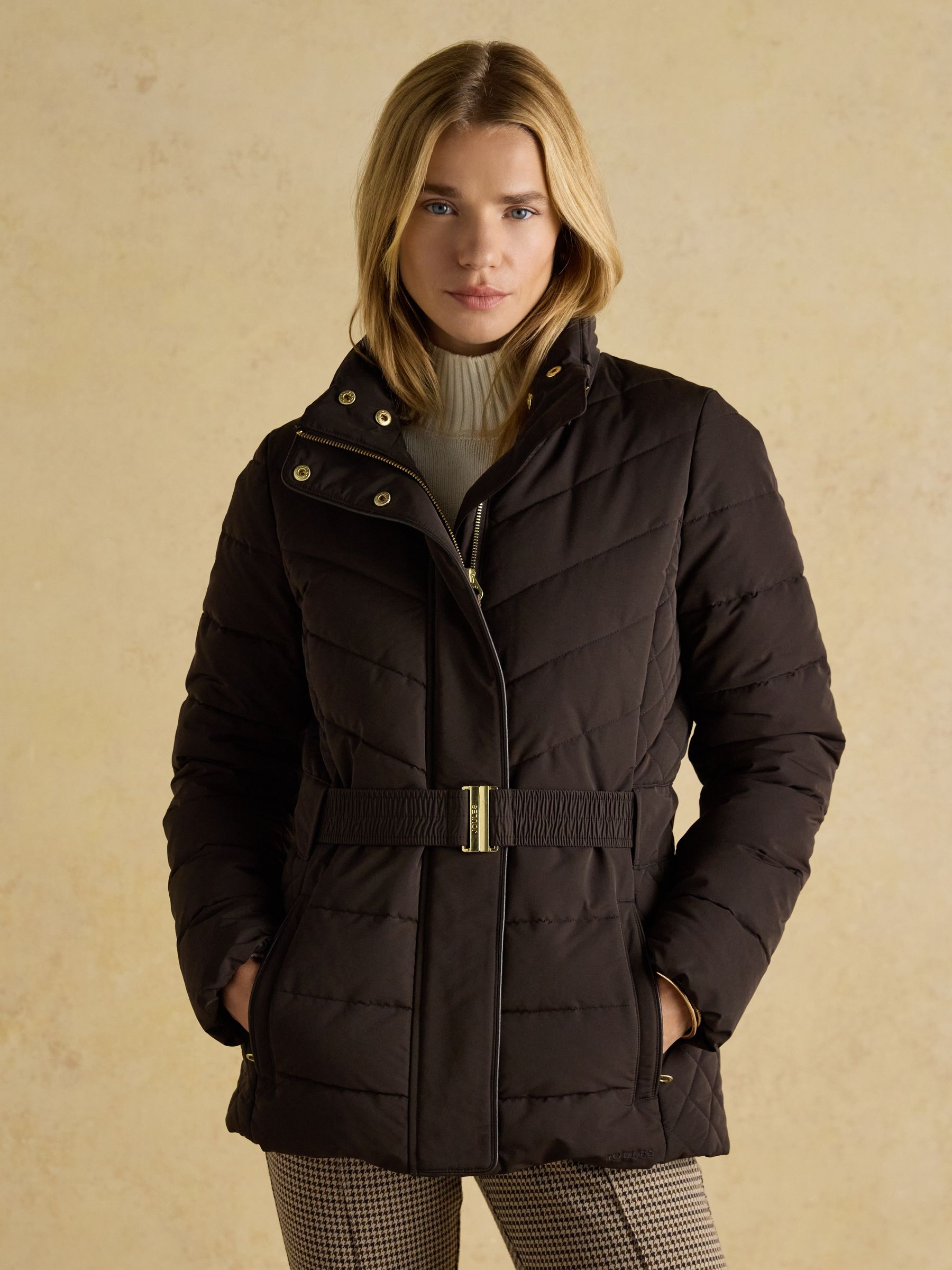 ジャケット・アウター ella selectshop shaggy jacquard blouson Buy Joules Aspen Brown Showerproof Padded Coat with Faux Fur Hood