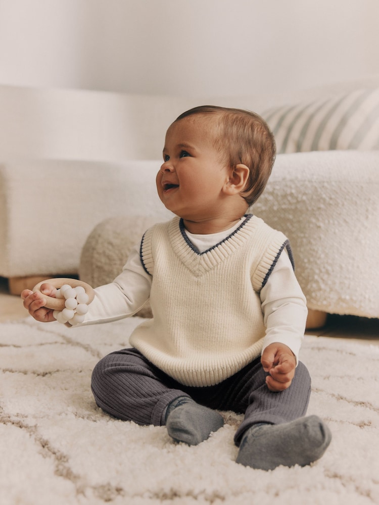 Black/White Baby Knitted Vest, Top and Leggings Set (0mths-2yrs) - Image 1 of 14