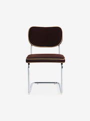 MADE.COM Set of 2 Chocolate Brown with Truffle Piping Parker Dining Chairs in Velvet - Image 2 of 3