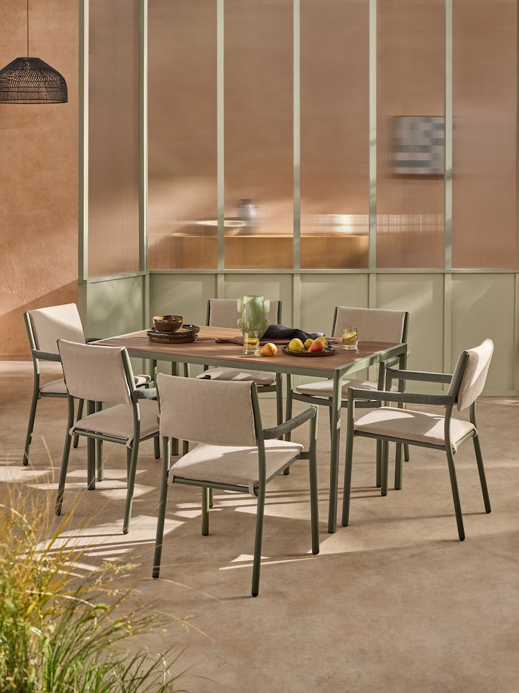 MADE.COM Green Estelle 6 Seater Dining Set - Image 1 of 6 MADE.COM Green Estelle 6 Seater Dining Set - Image 1 of 6