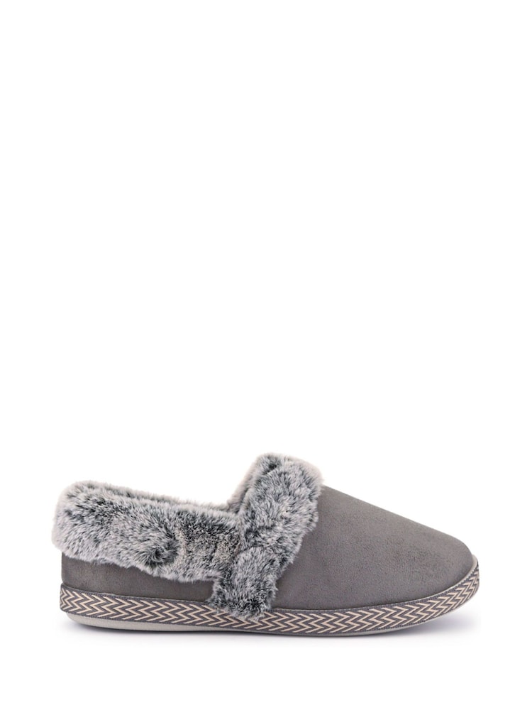 Pavers Grey Warm Lined Memory Foam Slippers - Image 1 of 5
