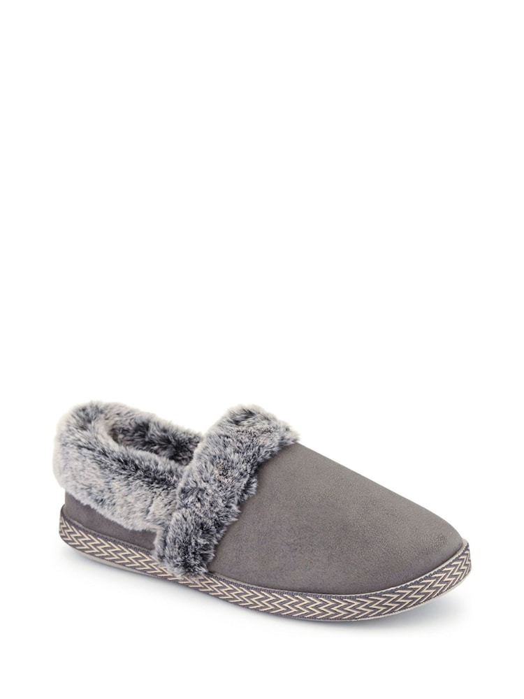 Pavers Grey Warm Lined Memory Foam Slippers - Image 2 of 5