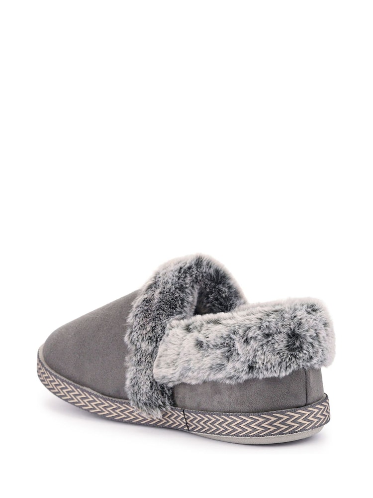 Pavers Grey Warm Lined Memory Foam Slippers - Image 3 of 5