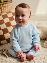 Blau - Baby 100% Cotton Top and Joggers 2 Piece Set (0mths-2yrs) - Bild 1 von 14