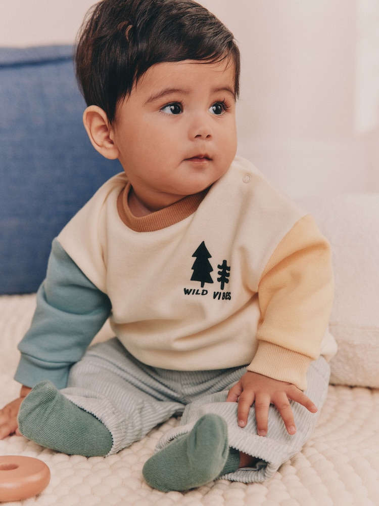 Mineral Scene Baby Sweatshirt and Cord Trousers Set (0mths-2yrs) - Image 1 of 3