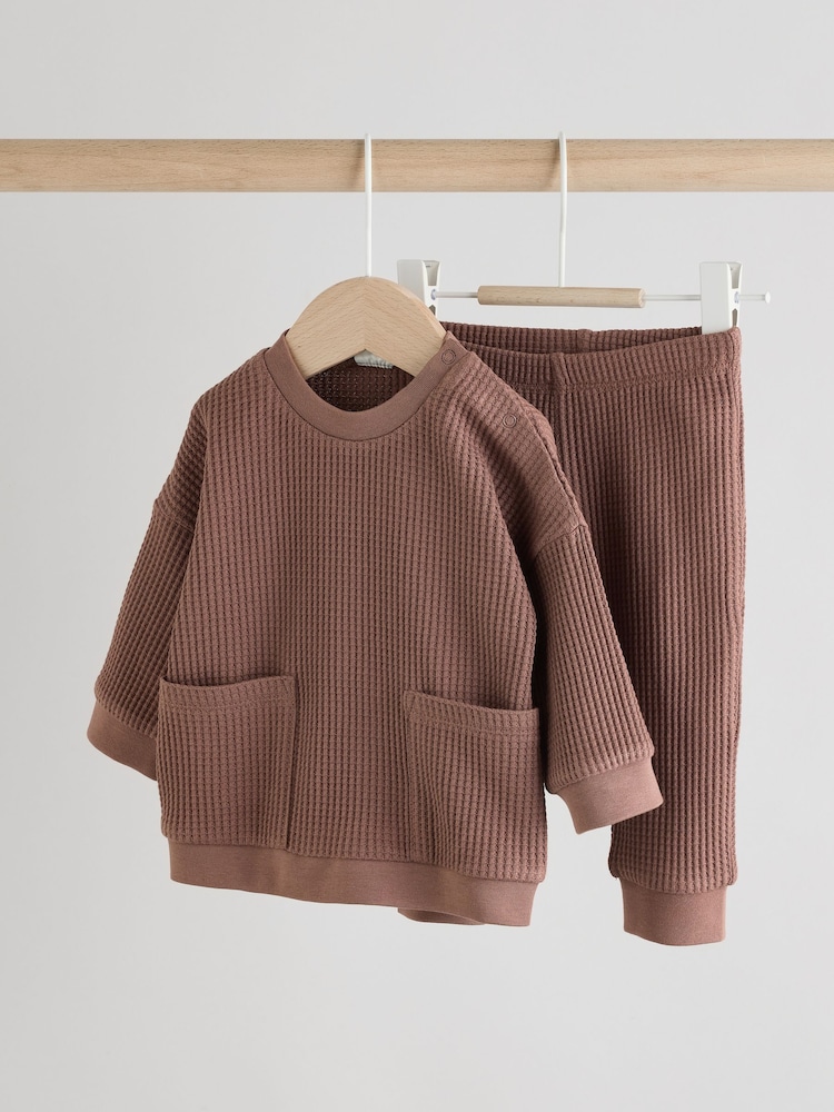 Schokoladenbraun - Baby 100% Cotton Top and Joggers 2 Piece Set (0mths-2yrs) - Bild 1 von 11
