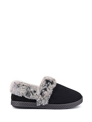 Pavers Black Warm Lined Memory Foam Slippers - Image 1 of 5