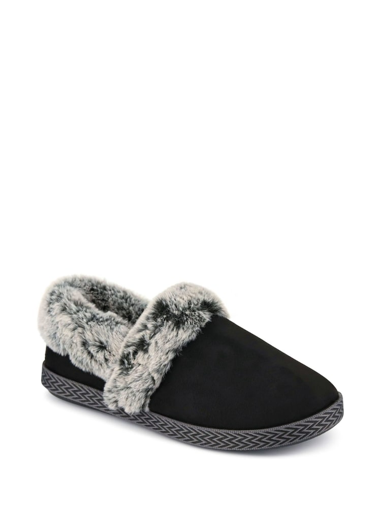 Pavers Black Warm Lined Memory Foam Slippers - Image 2 of 5