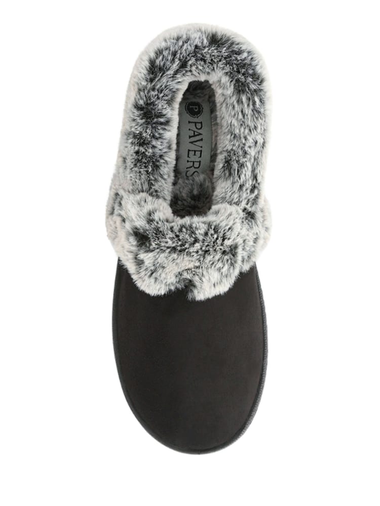 Pavers Black Warm Lined Memory Foam Slippers - Image 4 of 5