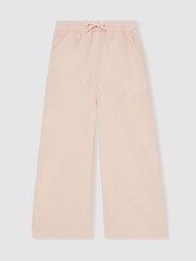 Reiss Pink Cleo Cotton-Linen Drawstring Trousers - Image 1 of 4