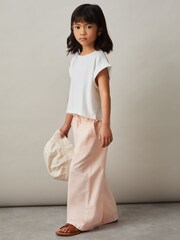 Reiss Pink Cleo Cotton-Linen Drawstring Trousers - Image 3 of 4