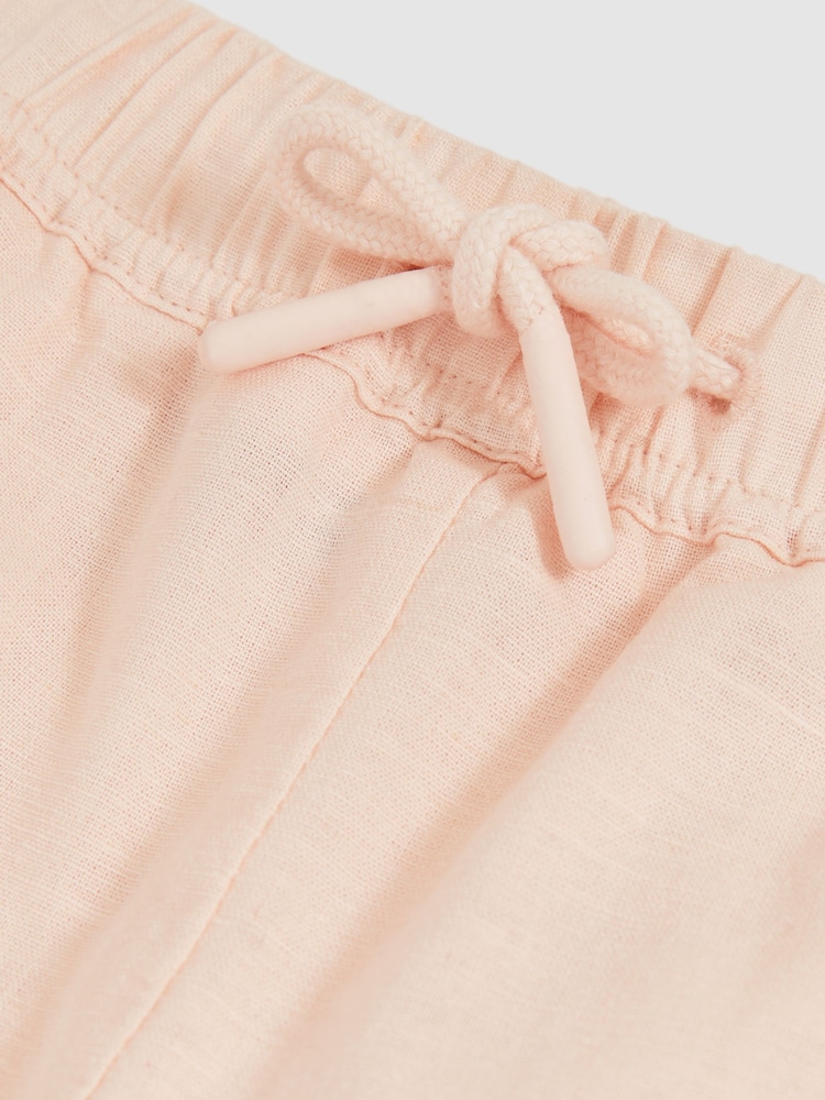 Reiss Pink Cleo Cotton-Linen Drawstring Trousers - Image 4 of 4 Reiss Pink Cleo Cotton-Linen Drawstring Trousers - Image 4 of 4