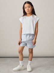 Reiss Soft Blue Cleo Cotton-Linen Drawstring Shorts - Image 1 of 4