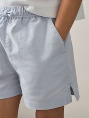 Reiss Soft Blue Cleo Cotton-Linen Drawstring Shorts - Image 3 of 4