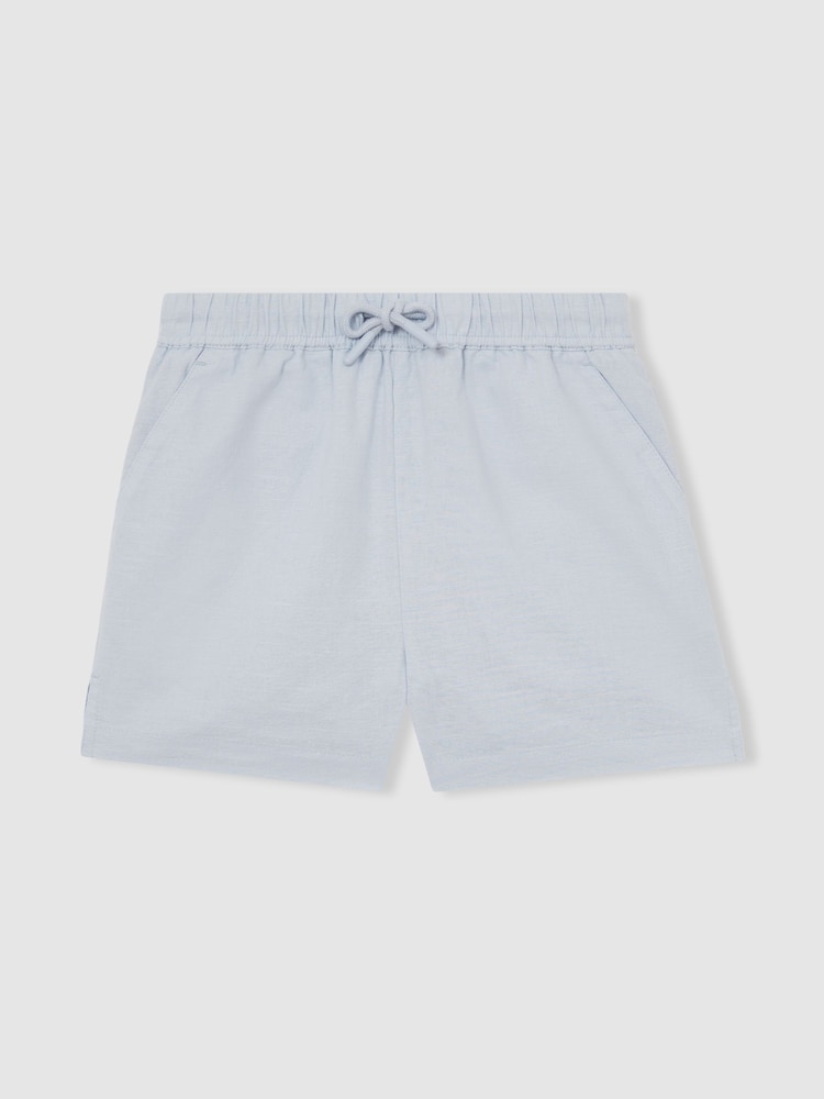 Reiss Soft Blue Cleo Cotton-Linen Drawstring Shorts - Image 1 of 4
