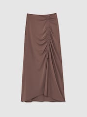 Reiss Mink Aurelie Ruched Midi Skirt - Image 2 of 5