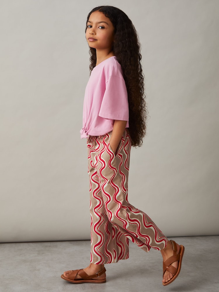 Reiss Clarise Cotton Linen Printed Trousers - Imagen 1 de 4