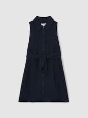 Reiss Blue Morgan 4-9 yrs Tie-Waist Collared Dress - Image 2 of 4