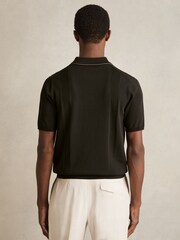 Reiss Optic White/Green Pentel Colour-Block Knit Polo Shirt - Image 5 of 6