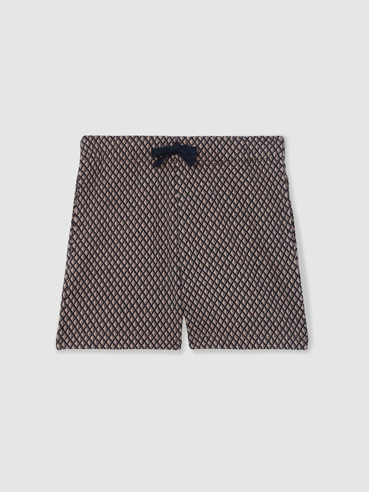 Reiss Ernie shorts van katoenmix met geometrische jacquard - Image 2 of 4