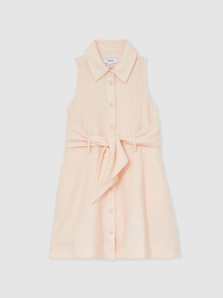 Reiss Pink Morgan 13-14 yrs Tie-Waist Collared Dress - Image 1 of 4