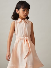 Reiss Pink Morgan 13-14 yrs Tie-Waist Collared Dress - Image 2 of 4