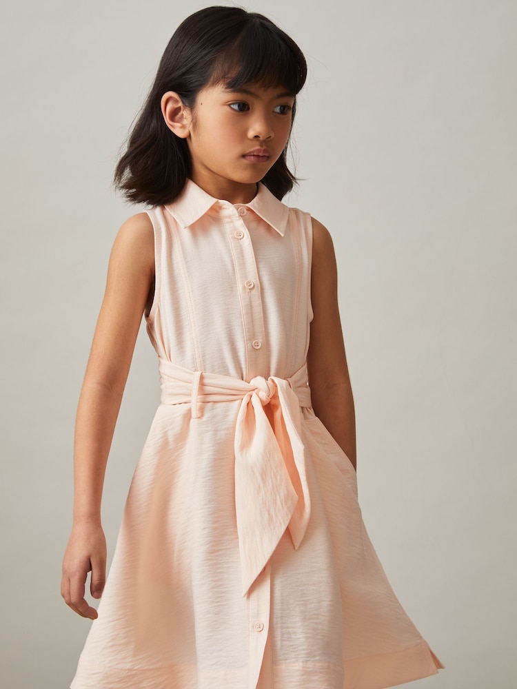 Reiss Pink Morgan 13-14 yrs Tie-Waist Collared Dress - Image 2 of 4