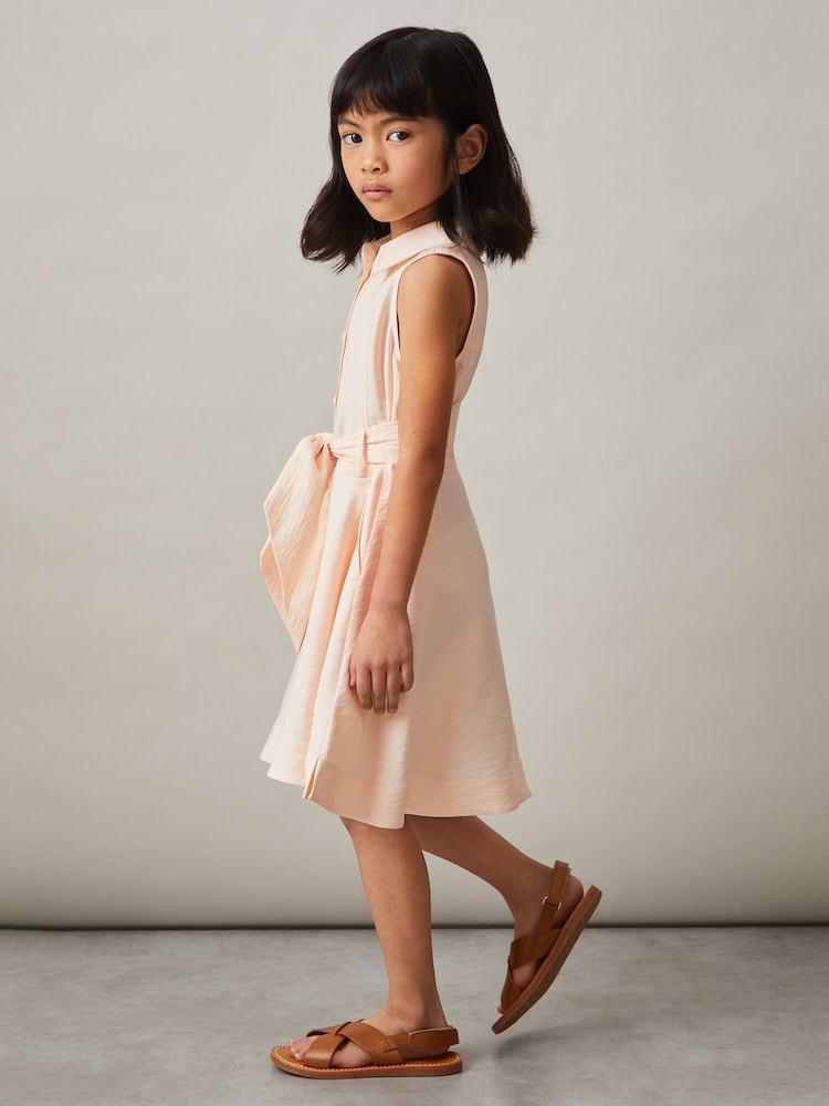 Reiss Pink Morgan Tie Waist Collared Dress - Image 1 of 4