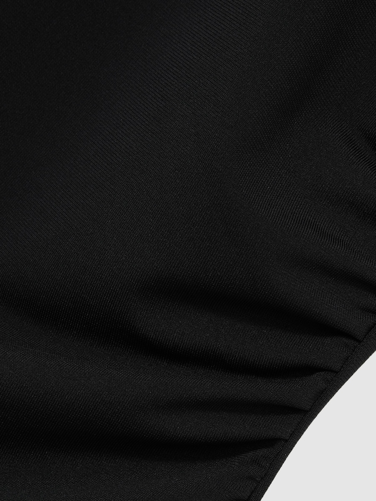Reiss Black Madelynne Ruched-Side Jersey Top - Image 6 of 6