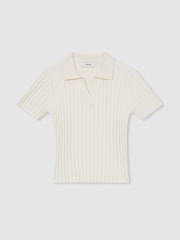 Reiss Ivory Poppy 9-13 yrs Rib Knit Polo Top - Image 2 of 4