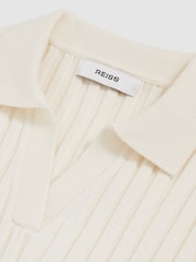 Reiss Ivory Poppy 9-13 yrs Rib Knit Polo Top - Image 4 of 4