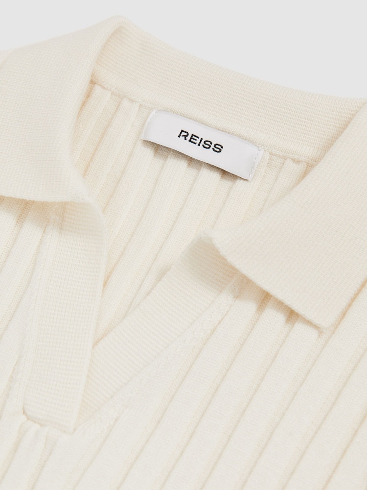 Reiss Ivory Poppy 9-13 yrs Rib Knit Polo Top - Image 4 of 4