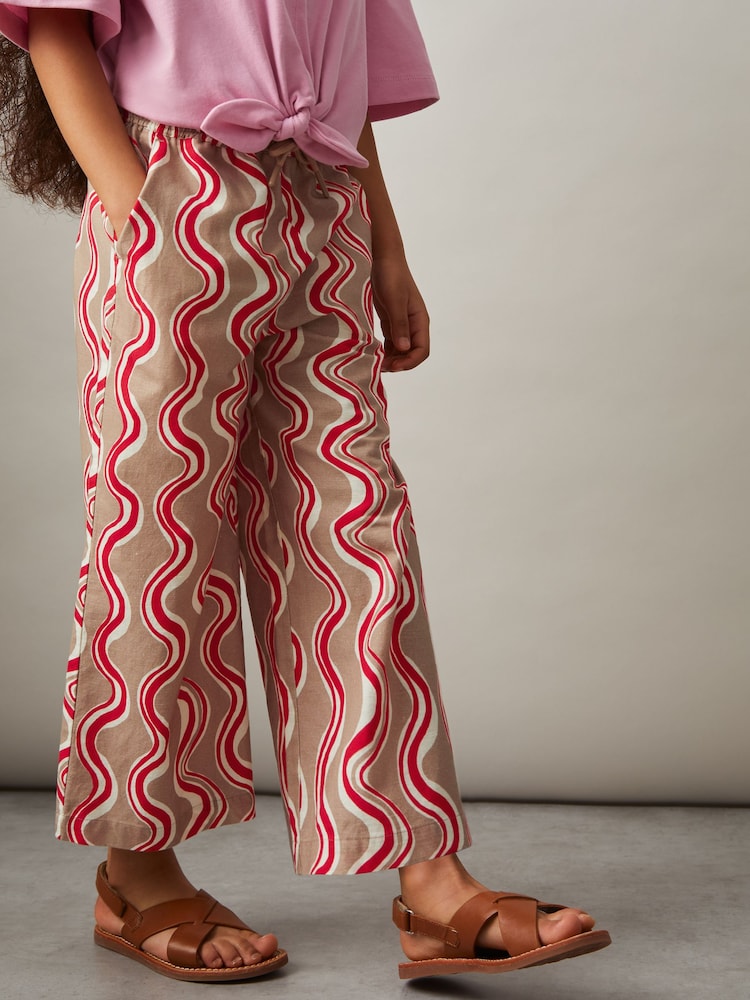 Reiss Clarise Cotton Linen Printed Trousers - Imagen 1 de 4