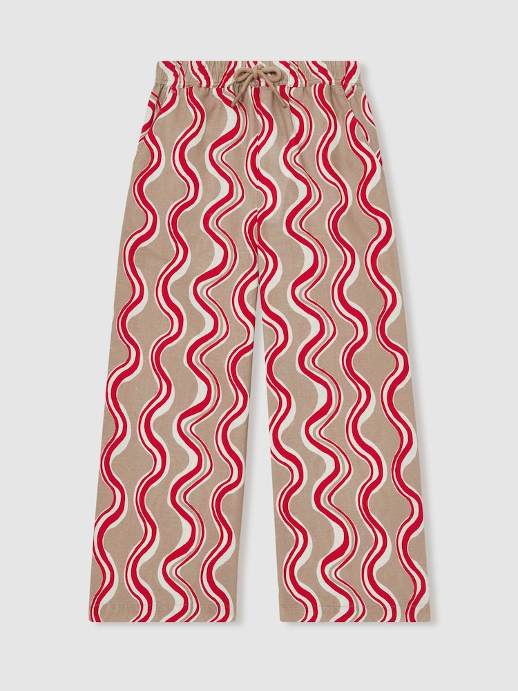 Reiss Clarise Cotton Linen Printed Trousers - Imagen 2 de 4